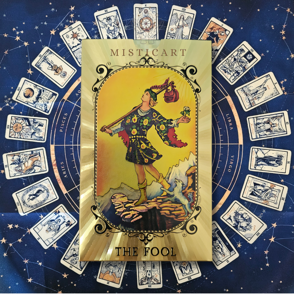 Cartas del Tarot mensajes del universo Español + Guia dijital + Pulsera 7 nudos + Mantel tarot 50x50cm.