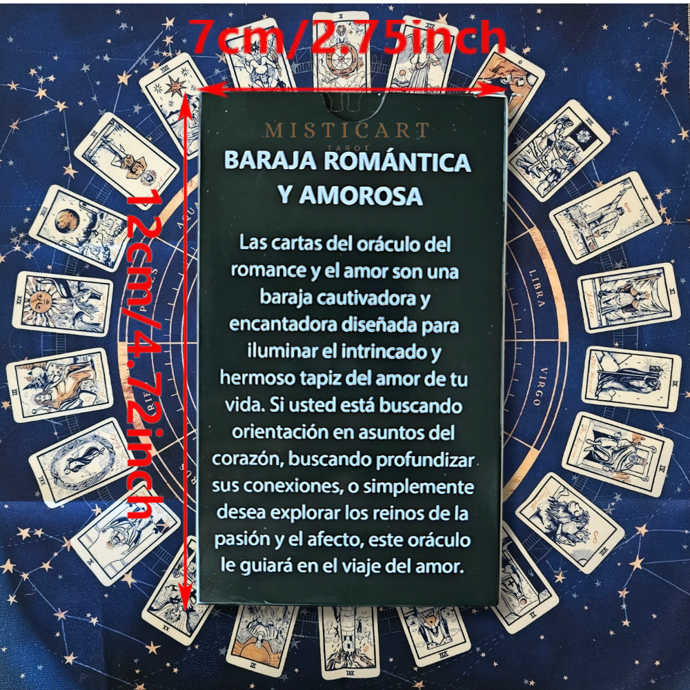 Tarot Oráculo Romántica y Amorosa Español + Guia dijital + Pulsera 7 nudos + Mantel tarot 50x50cm.