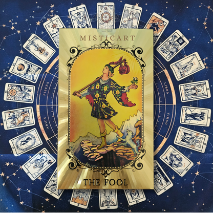 Cartas del Tarot mensajes del universo Español + Guia dijital + Pulsera 7 nudos + Mantel tarot 50x50cm.