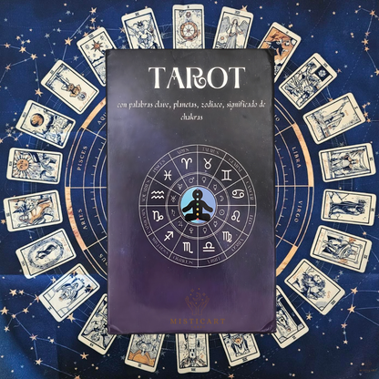 Cartas del Tarot mensajes del universo Español + Guia dijital + Pulsera 7 nudos + Mantel tarot 50x50cm.