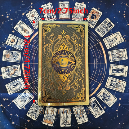 Tarot Rider Dorado Edición especial Español/Inglés + instrucciones + Guia dijital + Bolsa + Pulsera 7 nudos + Mantel tarot 50x50cm.